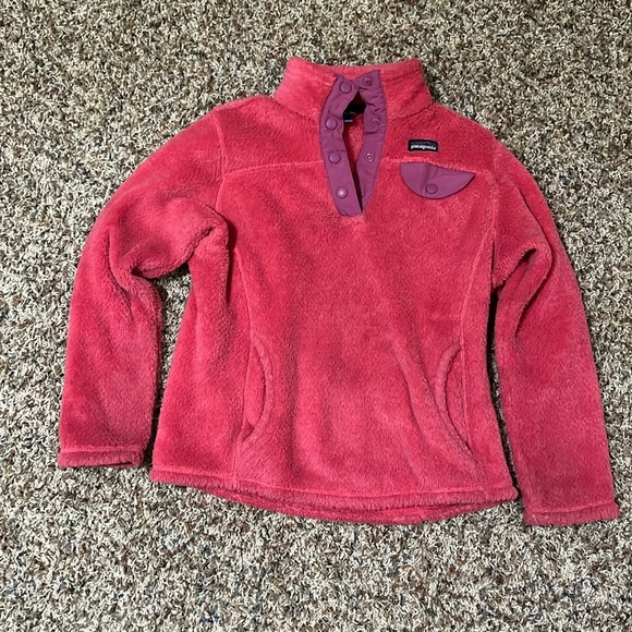 Pink with lavender accent pullover with pockets - Picture 1 of 5